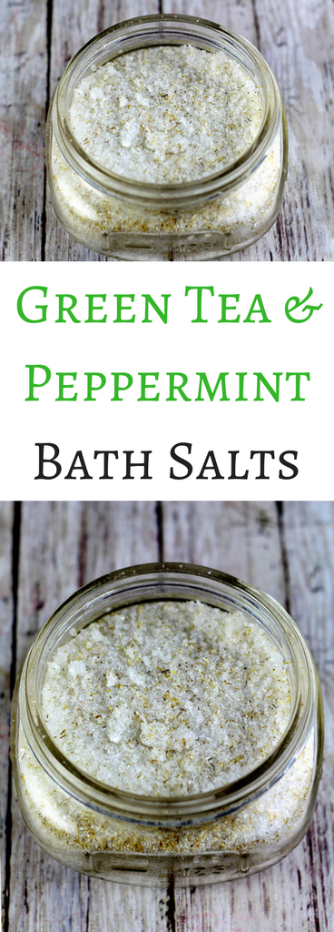 green tea and peppermint bath salt recipe.  