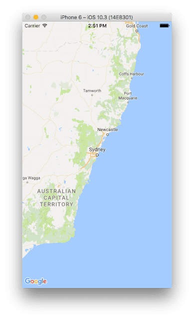 Google map showing on iPhone simulator Google map showing on iPhone simulator
