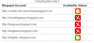 Hasil pencarian ketersediaan URL blogspot