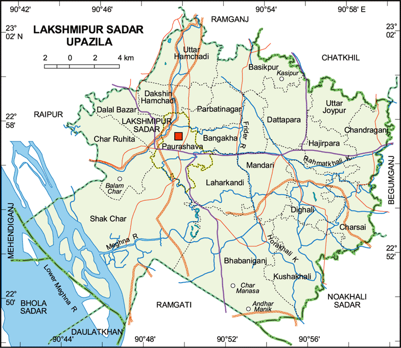 Lakshmipur Sadar Upazila Map Lakshmipur District Bangladesh