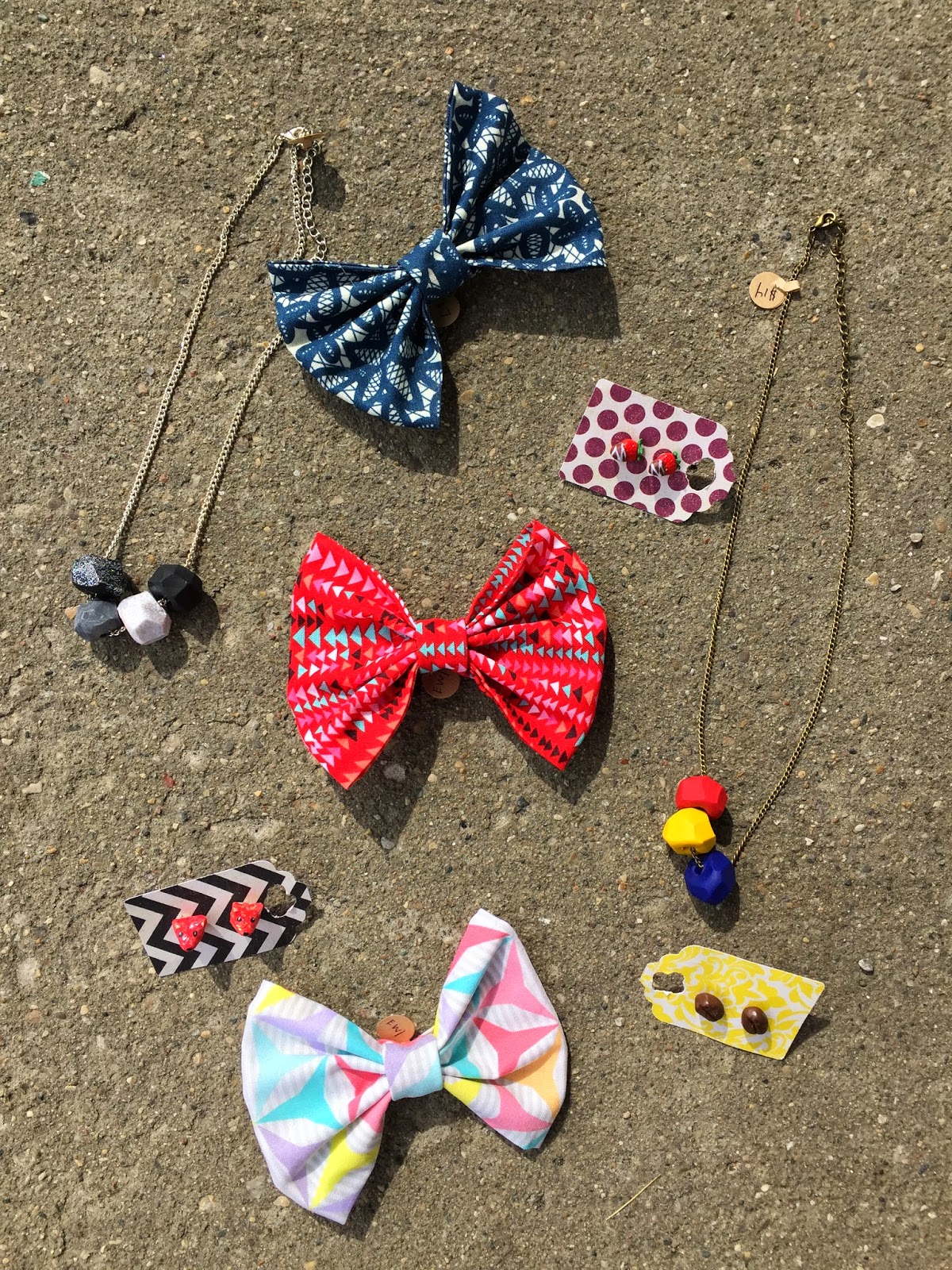 Earrings- $14, Necklace-$14, Bow- $7