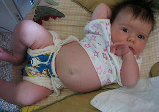 Image: 8 weeks 4 days in a prefold cloth diaper and Snappi by Plath, on Flickr