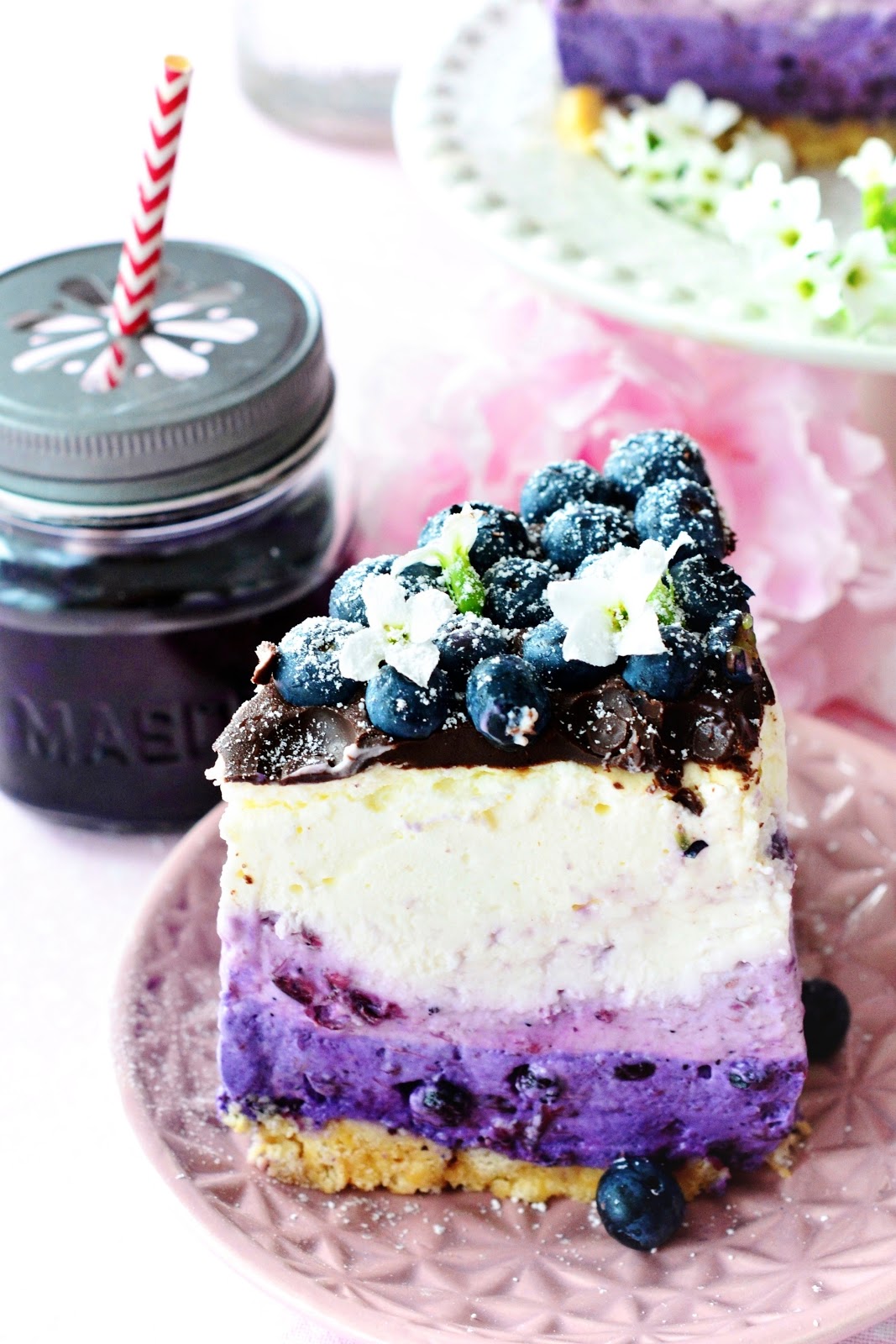 Kessy&amp;#39;s Pink Sugar: Blaubeer Mascarpone Käsekuchen – ombre no bake