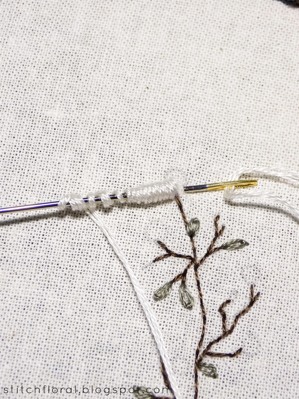 Cotton flower hand embroidery freebie and tutorial Stitch Floral