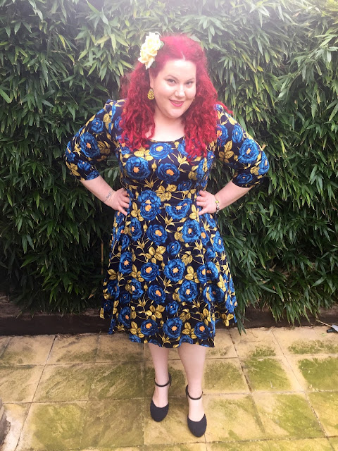 Curves & Curls: An English Rose: Lady Voluptuous Phoebe Dress in Blue ...