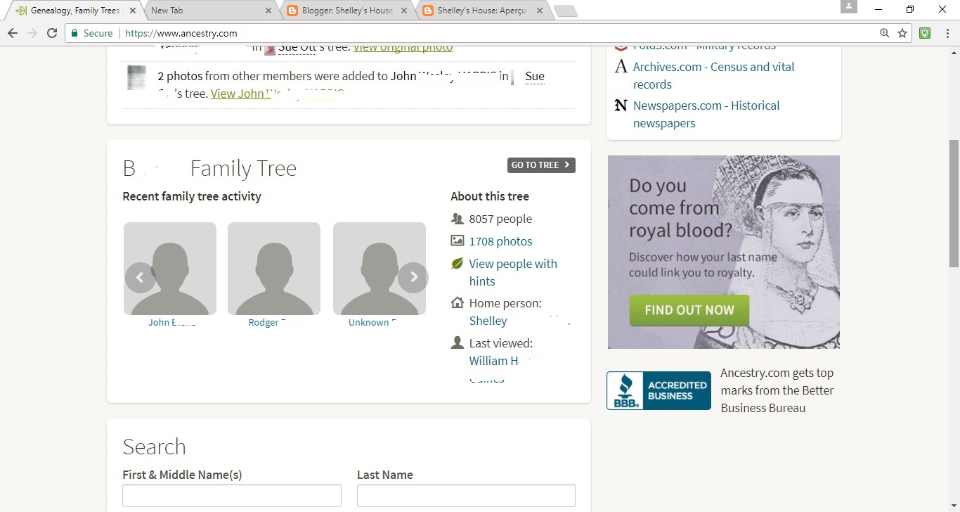 Shelley&rsquo;s House: Finding Common Ancestors on Ancestry