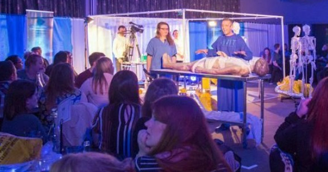 anatomy lab live, dinner with dead bodies