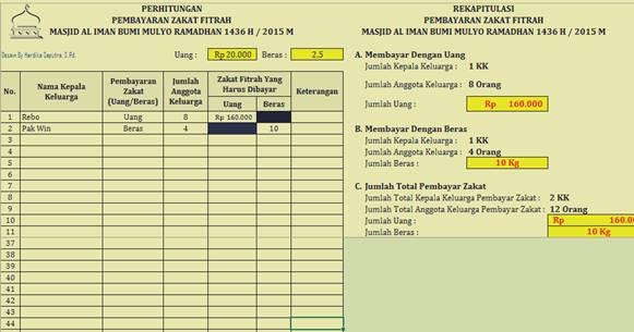 Aplikasi Zakat Fitrah Excel 2007 2010 Gratis Windowbrain