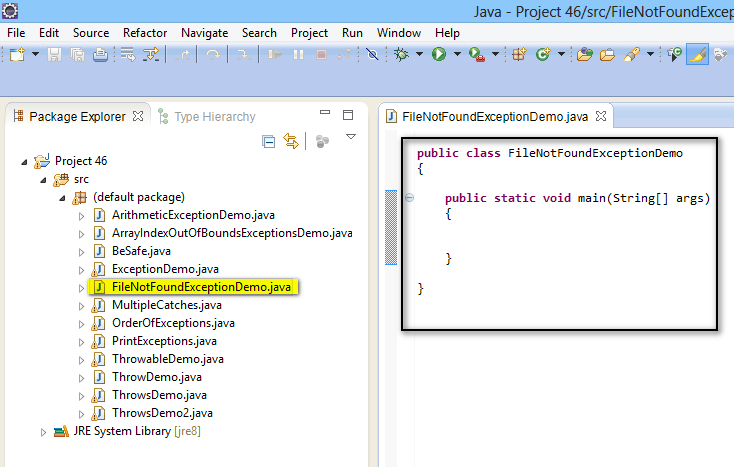 handle file not found exception java example