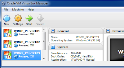 VirtualBox main windows