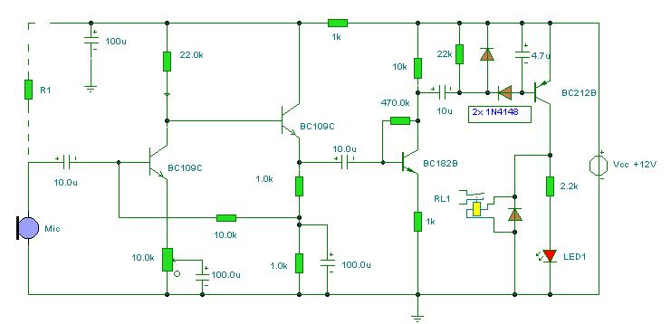 NTE Electronics Circuit: Sound Sensor Circuit Diagram
