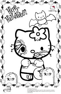 hello kitty halloween zombie coloring pages
