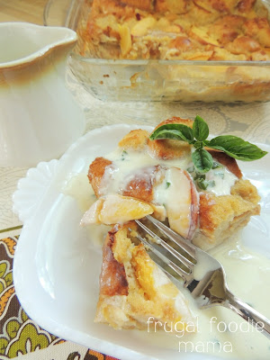 Traditional bread pudding is taken to a whole level of deliciousness with the addition of juicy peaches & a sweet basil cream sauce.