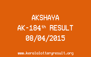 AKSHAYA AK 184 Lottery Result 8-4-2015