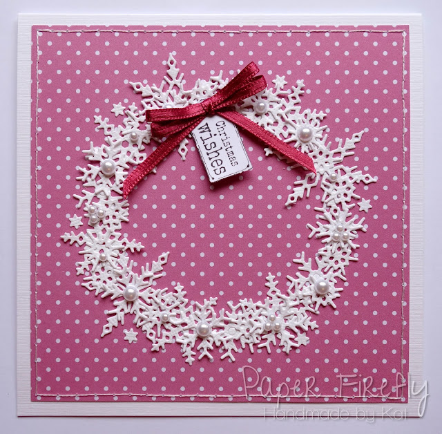 Handmade card with snowflake wreath