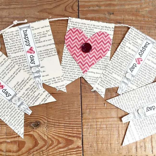 Creating a Valentine Banner from Old Books