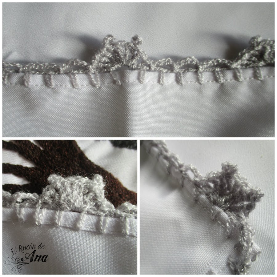 Orilla tejida con ganchillo en forma de oso. 