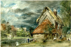 constable john storm watercolor cottages sky spencer approaching alley pond hampstead heath