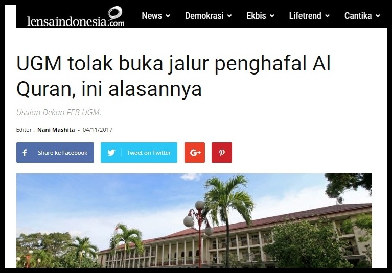 11 Alasan Kenapa Penghafal Hafidz Al Qur An Sebaiknya Tak Perlu Kuliah Di Ugm Portal Islam