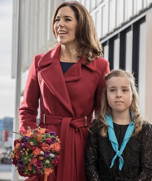 Crown Princess Mary of Denmark wore Prada dress and wore Diane von Furstenberg Mikhaila Long Coat