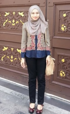 Atasan batik cantik + hijab modern casual Atasan batik cantik + hijab modern casual
