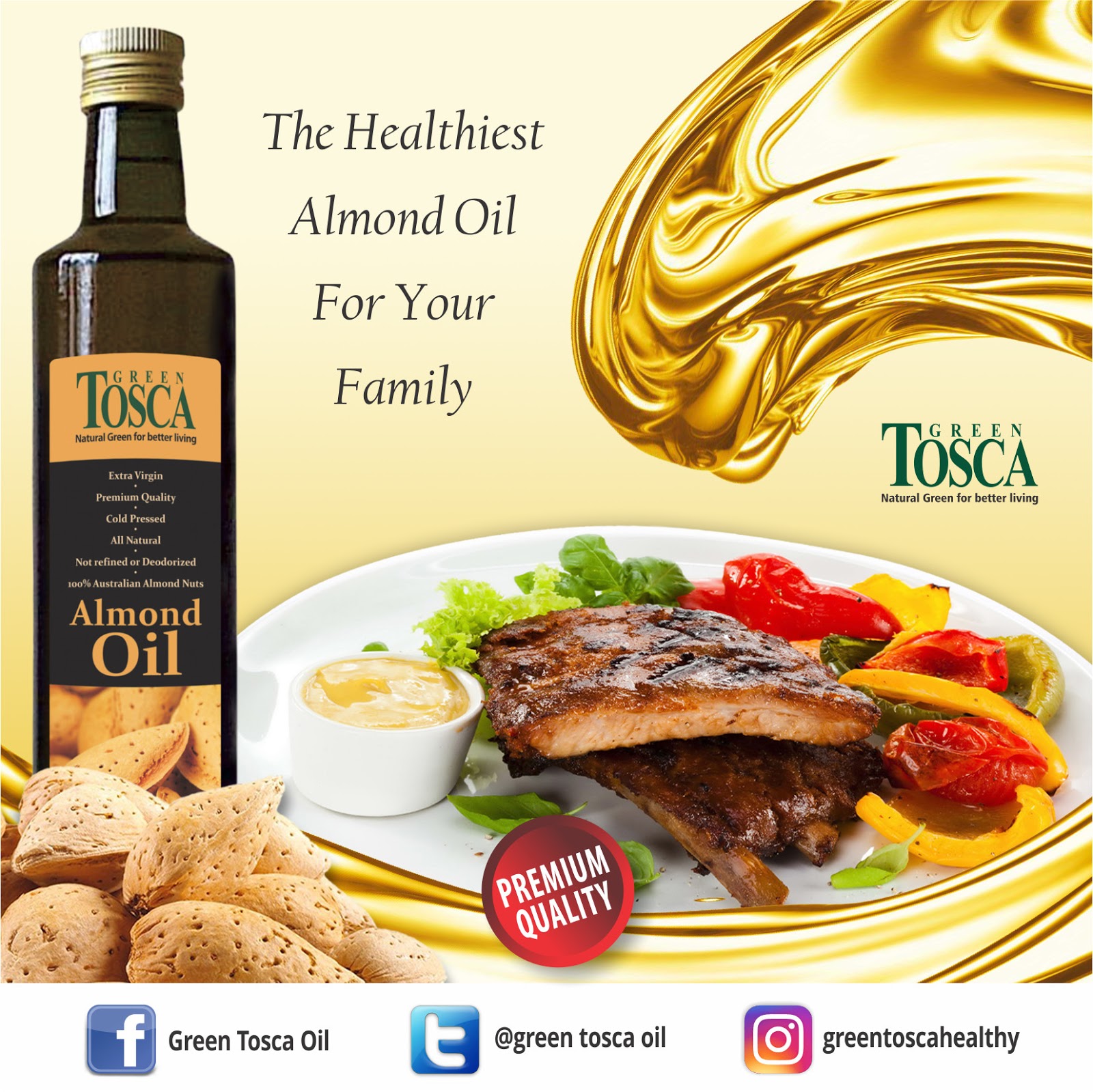 Green Tosca Almond Oil (Minyak Almond) Minyak Green Tosca