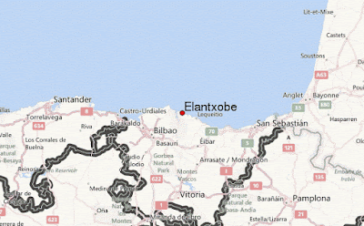 Mapa de carreteras de Elantxobe. Vizcaya
