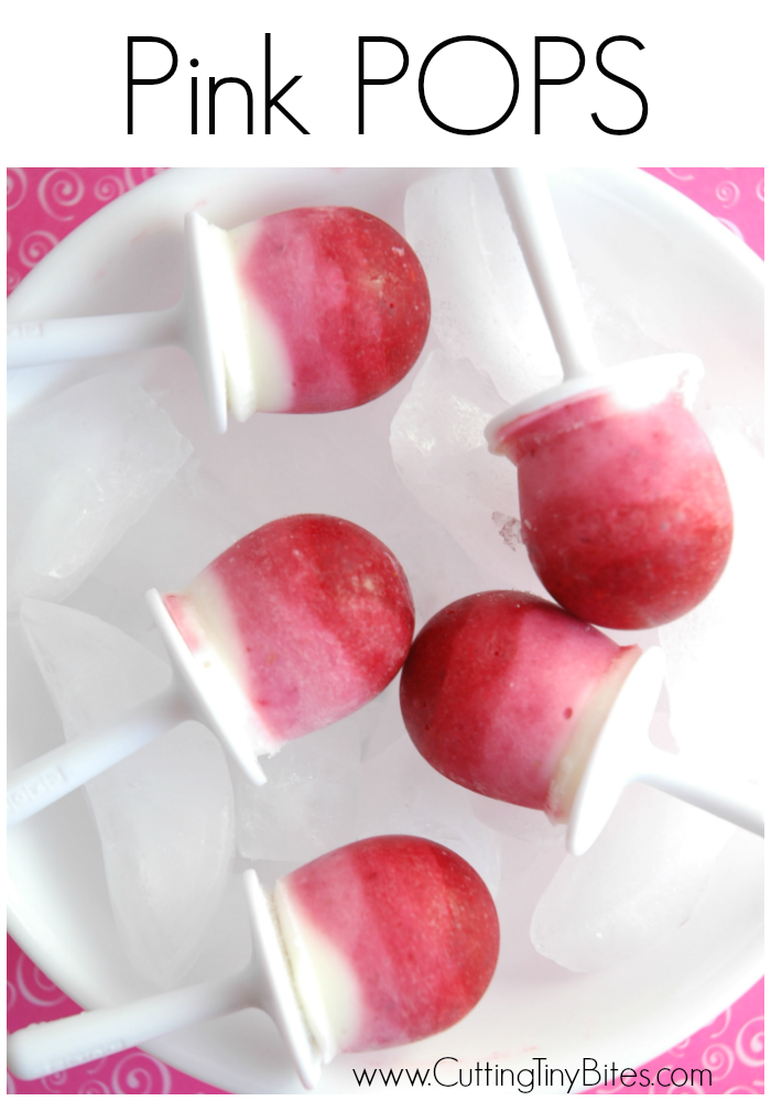 Pink POPS. Healthy and simple Valentine's Day popsicle treat or snack for kids.