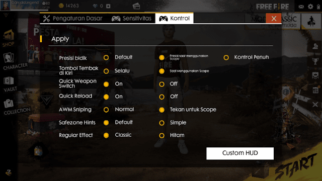 settingan free fire terbaru