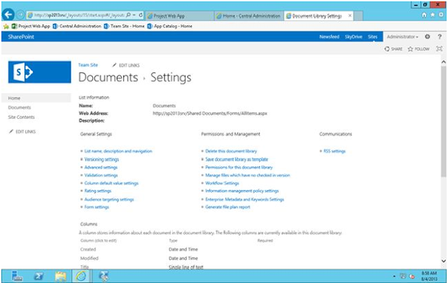 SharePoint WorkSpace: List and Library Settings in SharePoint 2013