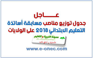 جدول توزيع مناصب مسابقة أساتذة التعليم الابتدائي 2018 على الولايات 1 جدول توزيع مناصب مسابقة أساتذة التعليم الابتدائي 2018 على الولايات