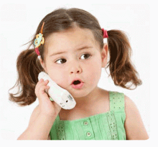 Cute little girl on Phone with mouth open- Joke, Comic Story