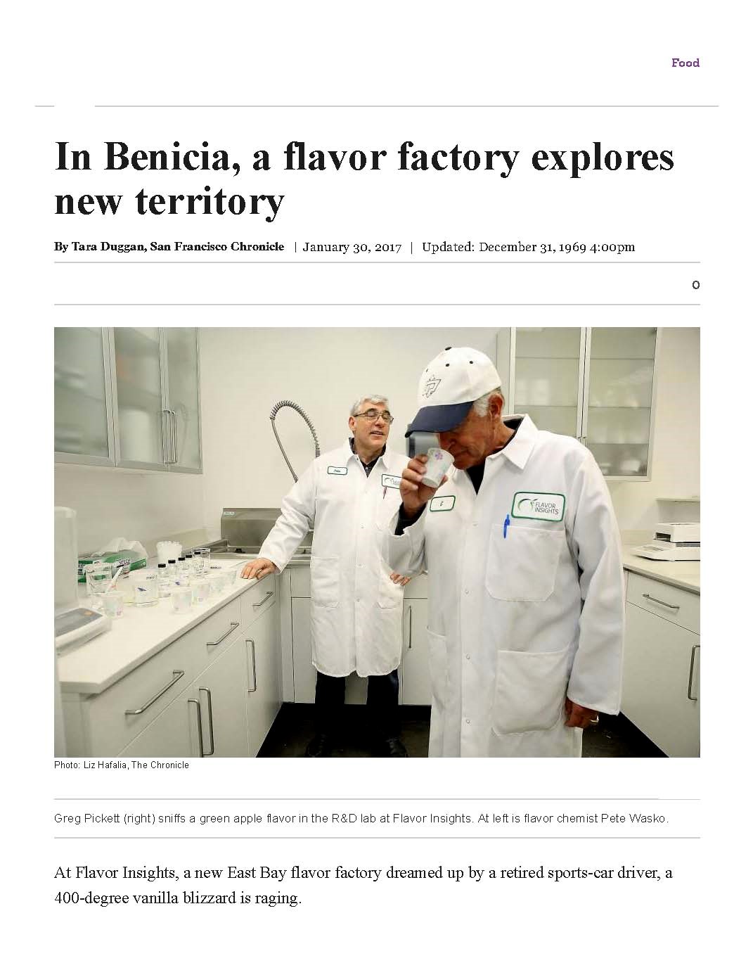 Solano County Business News FLAVOR INSIGHTS receives State Tax Credit