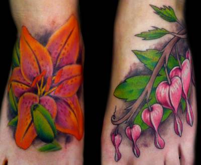Flower tattoo on her feet