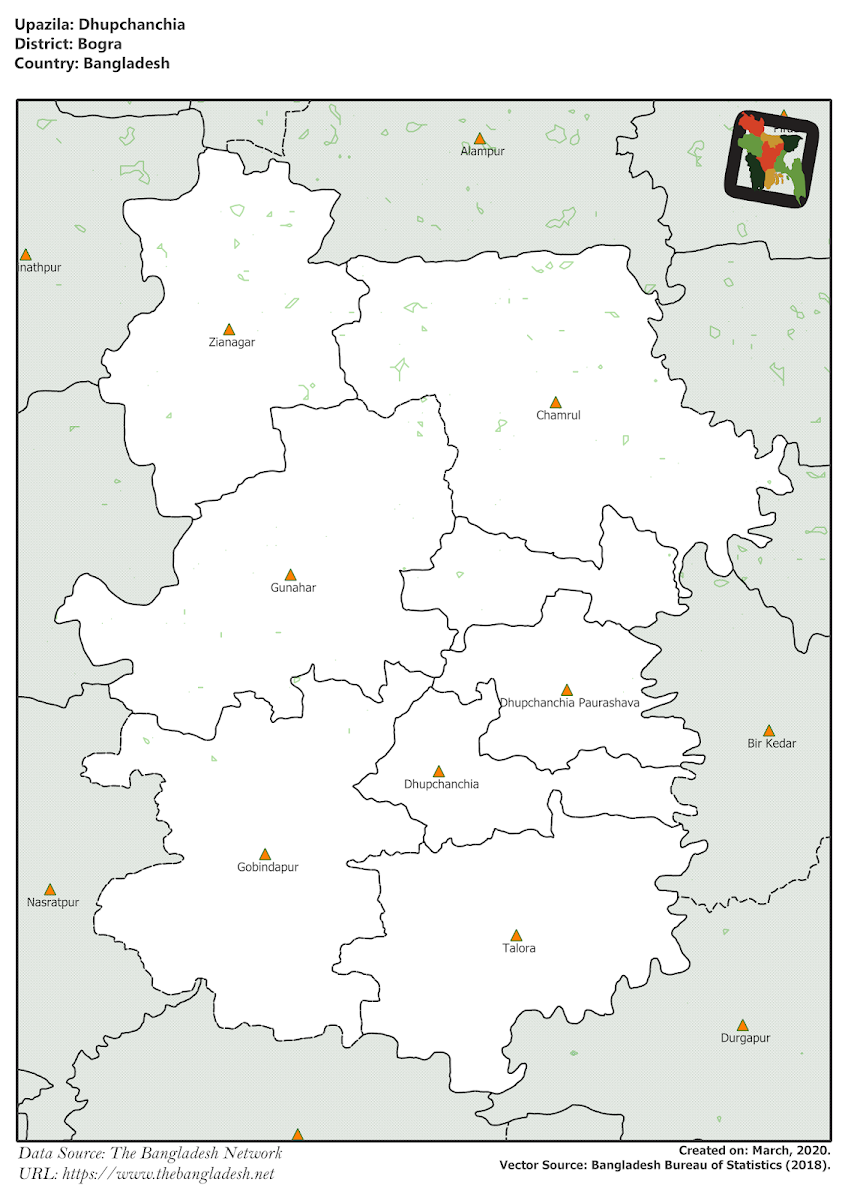 Dhupchanchia Upazila Elevation Map Bogra District Bangladesh