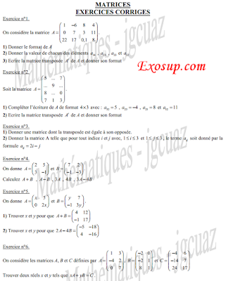 matrices exercices corriges