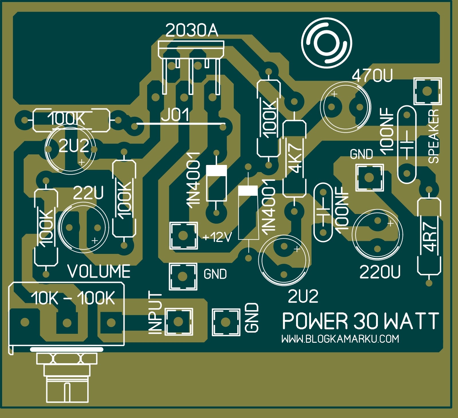 rangkaian audio amplifier PCB 30 Watt mono komplit – BLOGKAMARKU