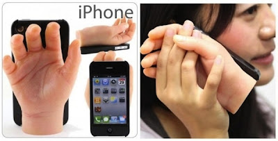 novedad de estuche case protector para iphone 4 y la mano de silicona