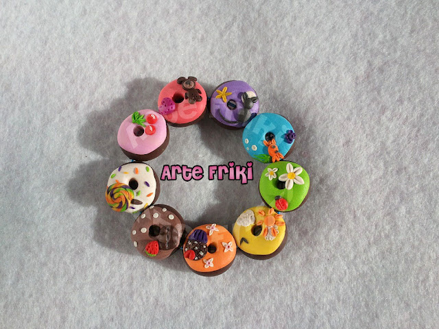 arcilla polimérica polymer clay pulsera bracelet donuts