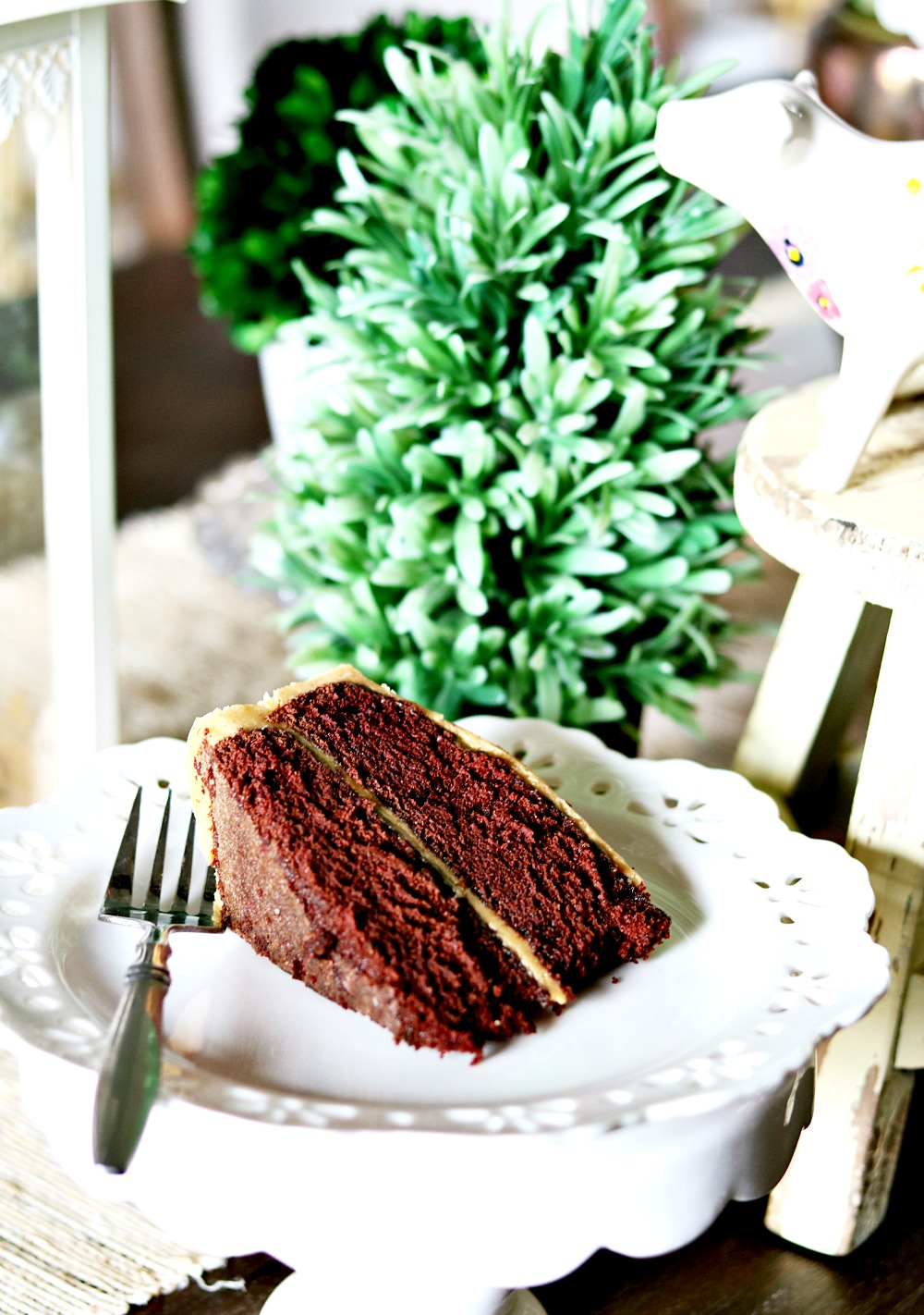 Mother's Homemade Fudge Cake With Caramel Frosting At Home with Jemma
