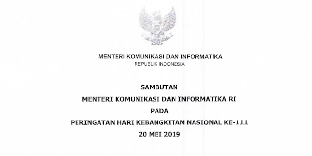 NASKAH PIDATO / SAMBUTAN PEMERINTAH PADA PERINGATAN HARI KEBANGKITAN
