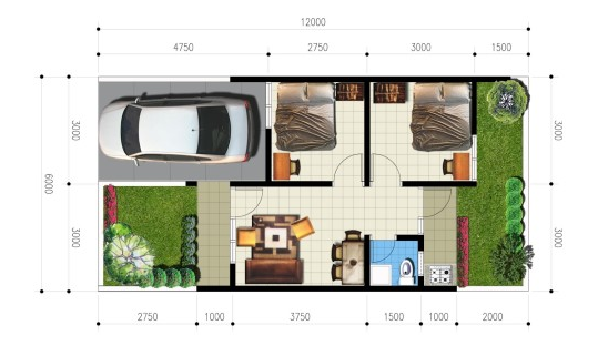 Denah Rumah Minimalis Type 36 Denah Rumah Minimalis Type 36