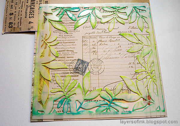 Layers of ink - Past Times Wall-Hanger Tutorial by Anna-Karin Evaldsson. SSS Leafy Frame stencil.