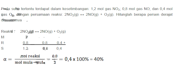 pada suhu tertentu terdapat dalam kesetimbangan 1,2 mol gas NO2, 0,8