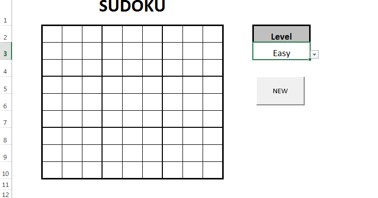 Sudoku puzzle creator and solver - Excel Macros