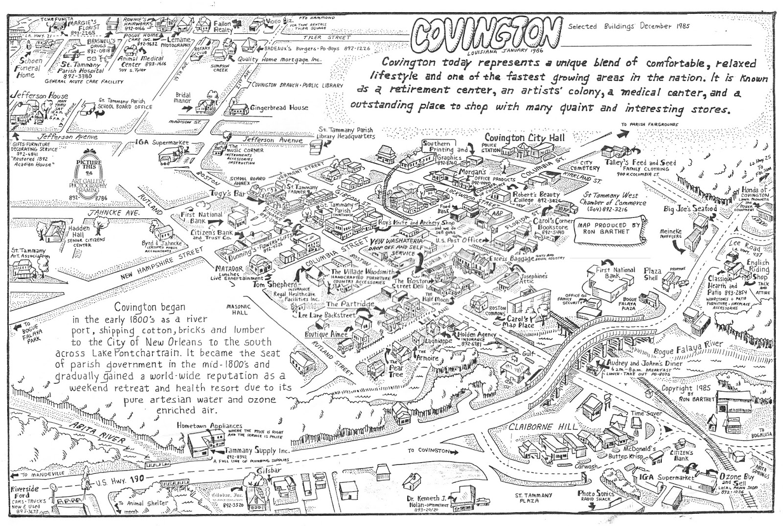 business map i drew in 1986 in addition to the downtown area it showed claiborne hill and over to tyler street click on the image for a larger view business map i drew in 1986 in addition to the downtown area it showed claiborne hill and over to tyler street click on the image for a larger view