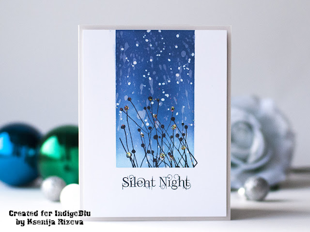 Elegant homemade Christmas Card with Glitter