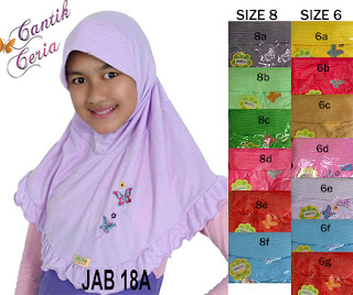 Jilbab Anak Delima Jab 18A size 6-8