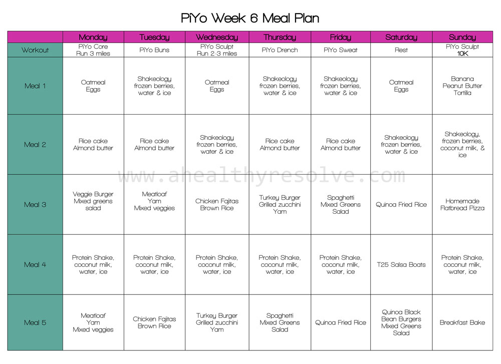 PiYo Week 6, Meal Plan, P90 update & 10K Training | A Healthy Resolve