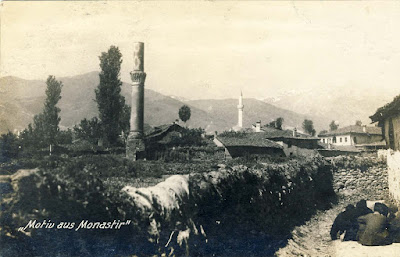 Part of Bitola with view of Baba Mountain and Pelister 1916. Location - “Bela Cheshma” (White Fountain), near the intersection of streets Herzegovina and Blagojce Siljanovski.